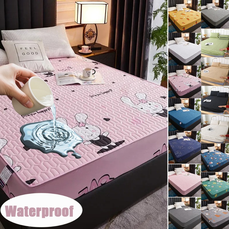 Waterproof Mattress Protector Breathable - 防水キルティングフィットシーツマットレスプロテクター – 厚手のパッド入りベッドカバー、伸縮性のあるコーナー付き、通気性、防塵、洗濯可能