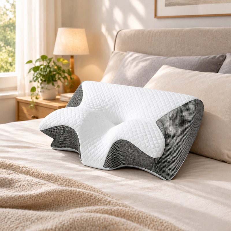 Memory Foam Orthopedic Pillow Neck Pain - 通気性に優れた整形外科用メモリーフォームネックピロー。人間工学に基づいた形状で、痛みを和らげ、快適な睡眠をサポートします。