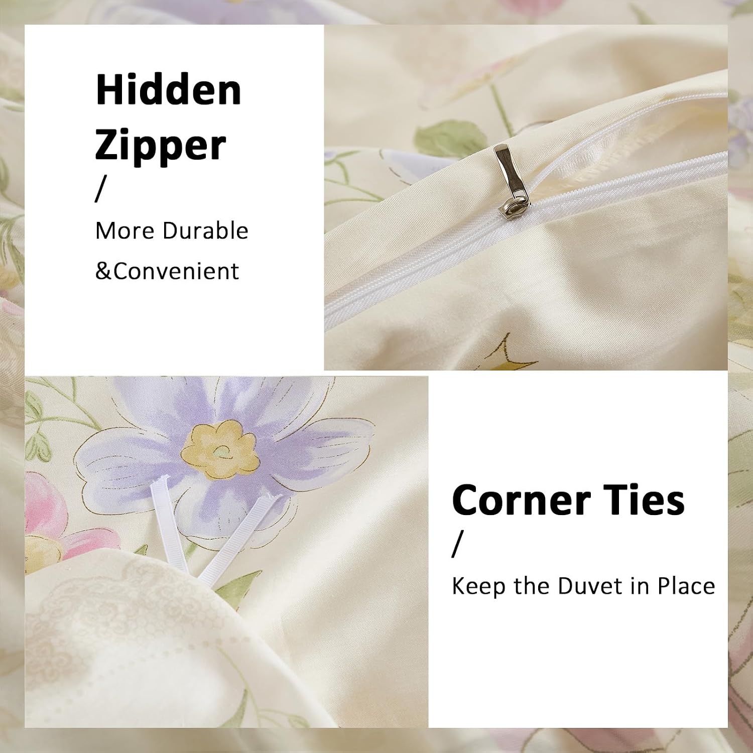 花柄のデュベカバー（クイーン/キングサイズ）- 100％コッ - Aesthetic Floral Duvet Cover のレビューと価格