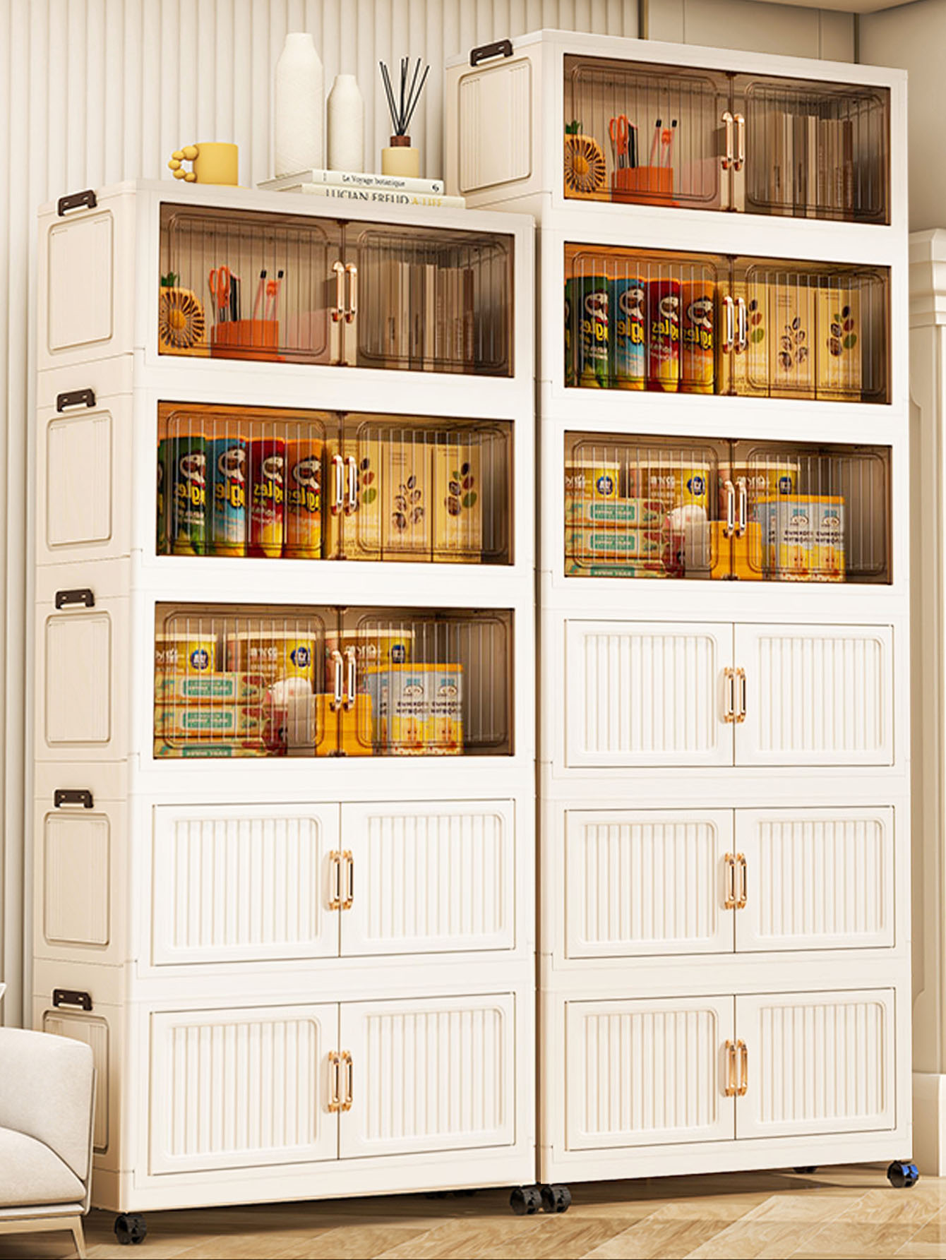 組み立て不要の折りたたみ式キャスター付き収納キャビネット – - Storage & Organization のレビューと価格