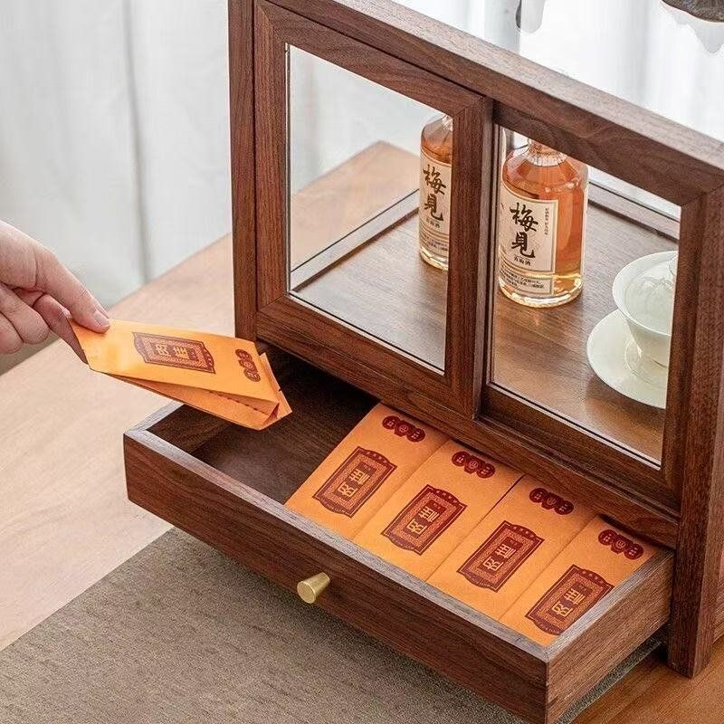 北米産クルミ材を使用した、新しいデザインの卓上茶器セット、茶 - Storage & Organization のレビューと価格