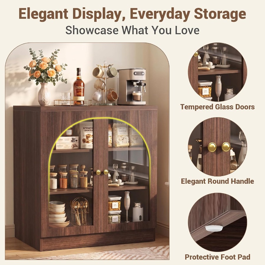 31.5インチのサイドボード兼ビュッフェキャビネット。ダイニ - Storage & Organization のレビューと価格