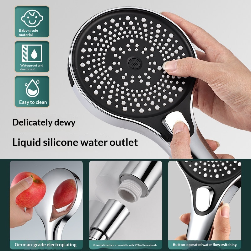 高水圧ハンドヘルドシャワーヘッド。3つの噴射モード、シリコン - High Pressure Shower Head Handheld のレビューと価格