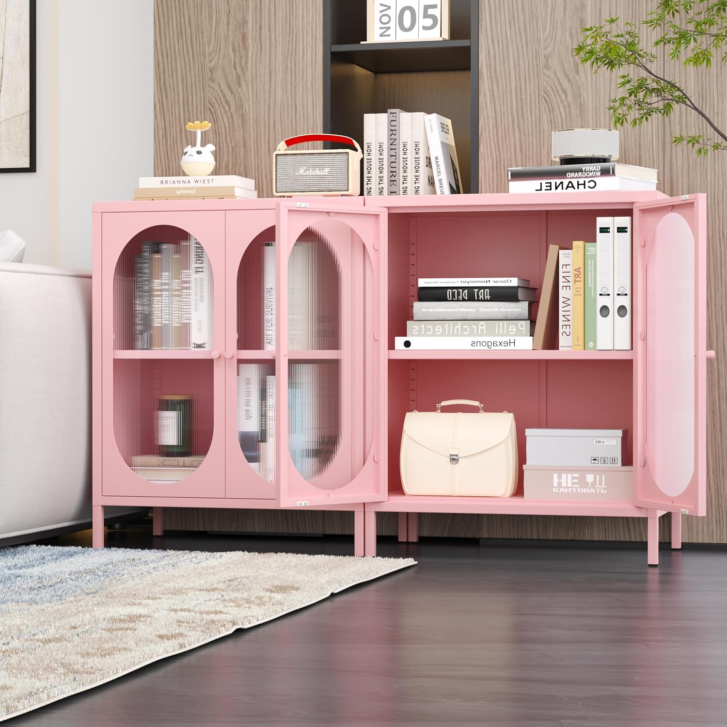 小型の透明扉付き金属製収納キャビネット。部屋、玄関、廊下、キ - Kitchen のレビューと価格