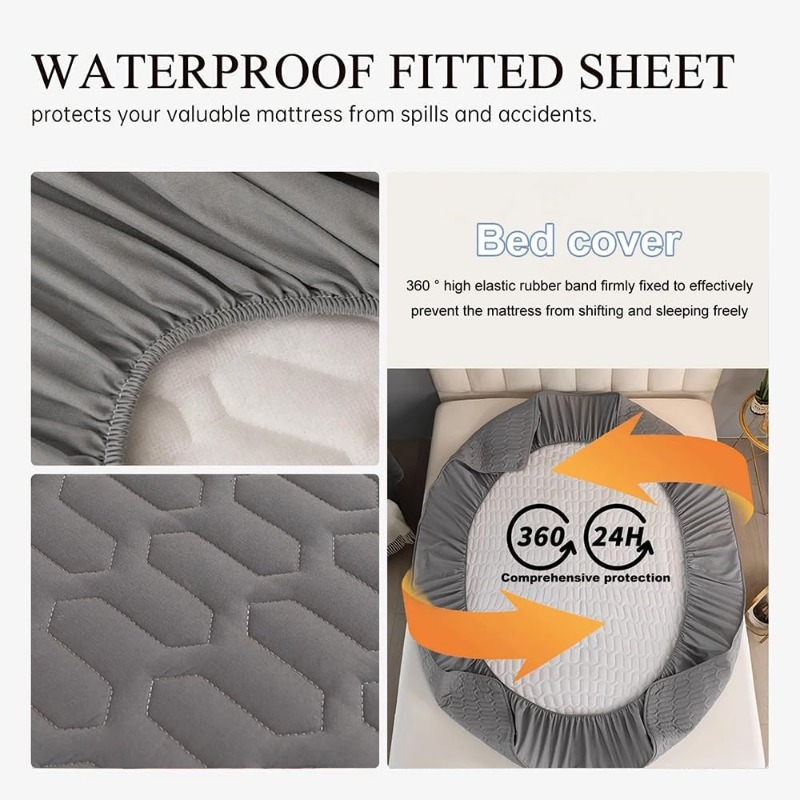 防水キルティングフィットシーツマットレスプロテクター – 厚 - Waterproof Mattress Protector Breathable のレビューと価格