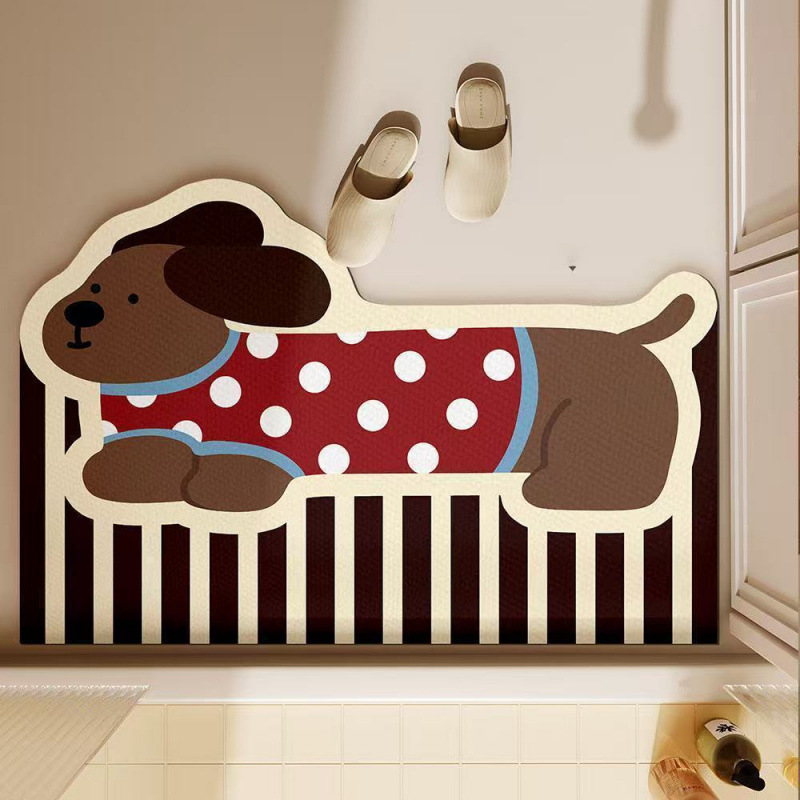 かわいいダックスフント犬柄バスマット 吸水性珪藻土製 ソフト - Quick Dry Diatomite Bath Mat のレビューと価格