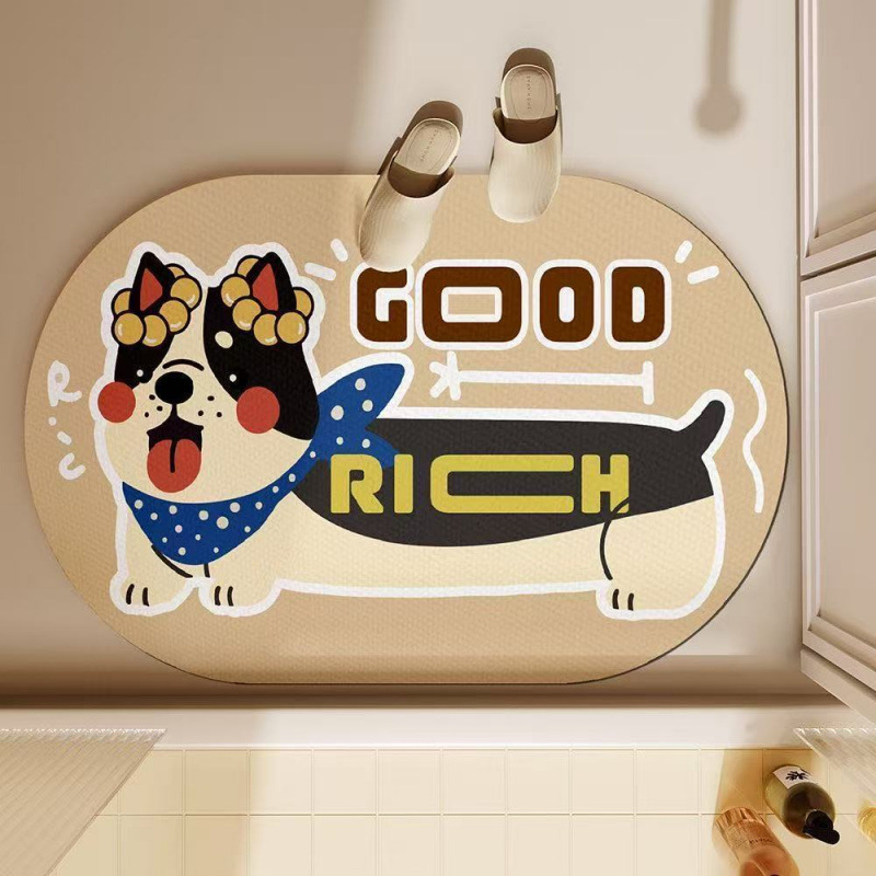 かわいいダックスフント犬柄バスマット 吸水性珪藻土製 ソフト - Quick Dry Diatomite Bath Mat のレビューと価格