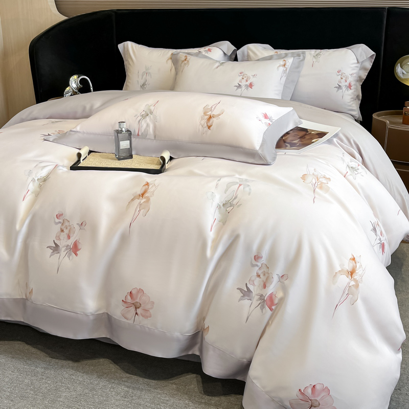 花柄プリント寝具セット高級リヨセルユーカリ繊維ソフトシルキー - Aesthetic Floral Duvet Cover のレビューと価格