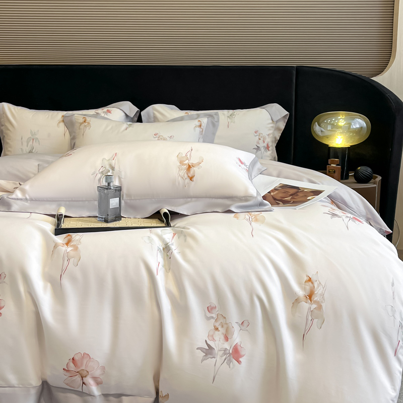 花柄プリント寝具セット高級リヨセルユーカリ繊維ソフトシルキー - Aesthetic Floral Duvet Cover のレビューと価格
